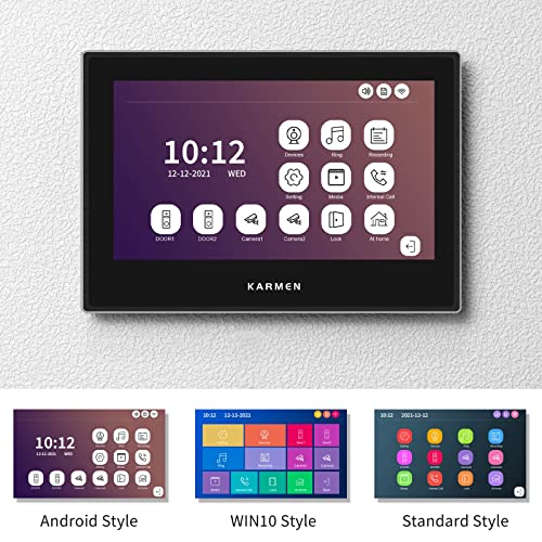 Karmen Tuya cámara de timbre de video Wi-Fi para el hogar, trabajo con alexa, pantalla táctil de 7 pulgadas, videoportero con cable para villa, detección de movimiento, grabación de video,conversación