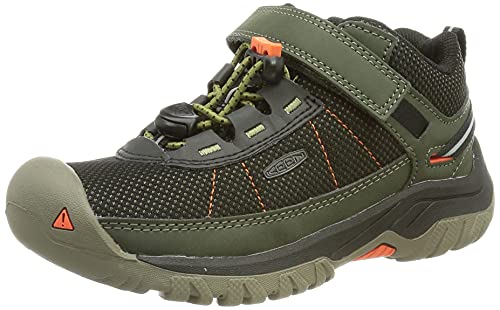 Keen Targhee Sport Vented Low Height, Zapatillas Unisex Niños, Olive Drab/Safety Orange, 17.5 EU