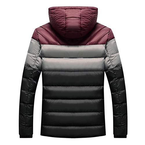 Legogo Hombres al Aire Libre Casual Acolchada Chaqueta con Capucha a Prueba de Viento Chaqueta transición Chaqueta Abrigo(L,Negro)