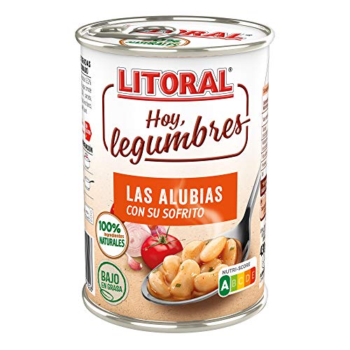 LITORAL Hoy Legumbres Alubias con su sofrito - Plato Preparado Sin Gluten - Pack de 15x430g - Total: 6.45kg