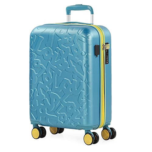 Lois - Maleta Cabina Avión 55x36x20 para Viaje con Puerto Carga USB Doble y 4 Ruedas Dobles Trolley - Maleta de Mano Avión Pequeña 10 Kg Equipaje - Trolley ABS Rígida, Cómoda y Liger, Color Aguamarina