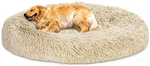 LRuilo Cama para perro grande y cálida extragrande para perro, cojín lavable para mascotas, suave y cómodo, para dormir, cama para perros (beige, L-80 cm)