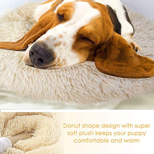 LRuilo Cama para perro grande y cálida extragrande para perro, cojín lavable para mascotas, suave y cómodo, para dormir, cama para perros (beige, L-80 cm)