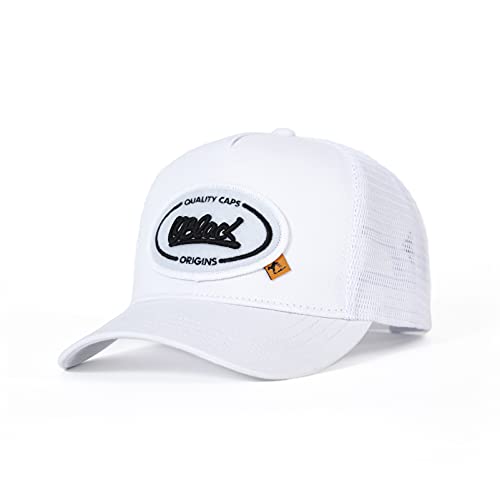 Oblack Gorras de Hombre Origins White Gorras Mujer Beisbol Blanca Ajustable con Visera y Rejilla Transpirable - Gorra Trucker