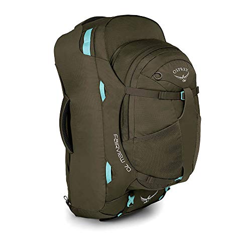 Osprey Fairview 70 Women's Travel Pack with 13L Detachable Daypack Misty Grey (WS/WM) + Farpoint 40 Men's Travel Pack Jasper Red (M/L)