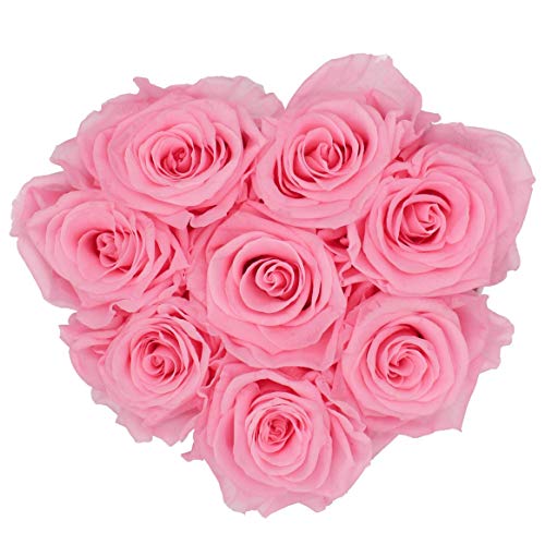 PARIS EN ROSE Coeur d'Amour Petit Bijou - Caja de cartón con Rosas Reales (20 cm), Color Rosa