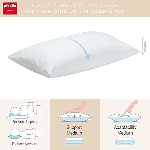 Pikolin Home - Almohada de fibra antiácaros que evita los síntomas de la alergia, para dormir de lado o boca arriba con firmeza baja