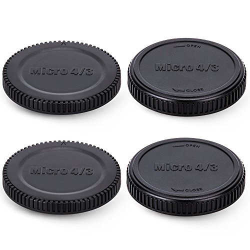 PROfezzion Juego de Tapa de Lente Trasera para Cámaras Micro 4/3 DSLR, Tapa de Cuerpo para Lentes de Montaje Micro 4/3, Adecuado para Panasonic G9 G7 G85, Olympus OM-D E-M1 E-M5, Paquete de 2, Negro