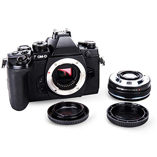 PROfezzion Juego de Tapa de Lente Trasera para Cámaras Micro 4/3 DSLR, Tapa de Cuerpo para Lentes de Montaje Micro 4/3, Adecuado para Panasonic G9 G7 G85, Olympus OM-D E-M1 E-M5, Paquete de 2, Negro