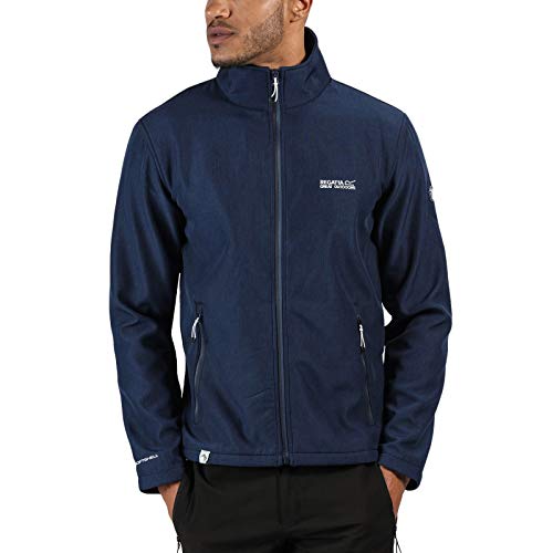 Regatta Cera IV Chaqueta Softshell, Tejido Elástico Y Resistente Al Viento con Cremallera Soft Shell, Hombre, Navy Marl, S