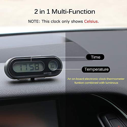 Reloj del coche, 2 en 1 multifunctional reloj digital del coche con termómetro Reloj del tablero del vehículo mini (Car Digital Clock Thermometer)