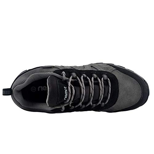 riemot Zapatillas Trekking para Mujer y Hombre, Zapatos de Senderismo Calzado de Montaña Escalada Aire Libre Impermeable Ligero Antideslizantes Zapatillas de Trail Running, Hombre Gris Negro 43 EU