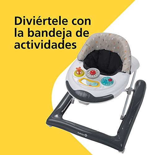 Safety 1st Bolid Andador bebé primeros pasos, 3 alturas regulables, Centro de actividades con 12 melodías, asiento acolchado, Base Antivuelco, Color Gris