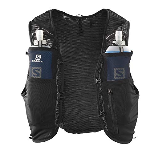 SALOMON ADV Hydra Vest 4 Chaleco de hidratación 4L, 2 Botellas SoftFlask 500 ml Incluidas, Unisex-Adult, Negro, L + Soft Flask Bidón Flexible 500ML Trail Running Senderismo