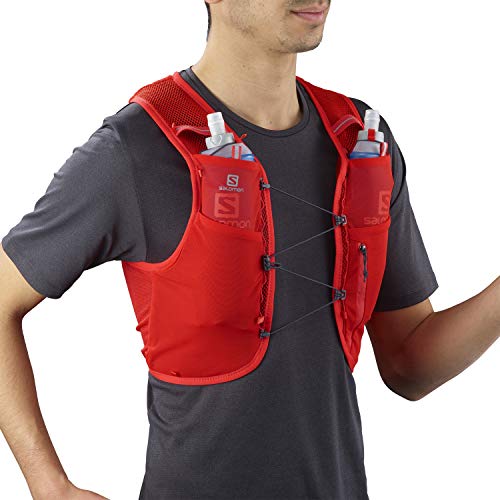 SALOMON ADV Hydra Vest 4 Chaleco de hidratación 4L, 2 Botellas SoftFlask 500 ml Incluidas, Unisex-Adult, Rojo, L + Soft Flask Bidón Flexible 500ML Trail Running Senderismo