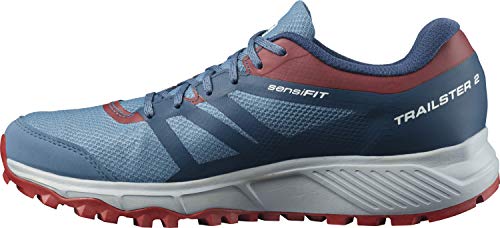 Salomon Trailster 2 Gore-Tex (impermeable) Hombre Zapatos de trail running, Azul (Copen Blue/Pearl Grey/Chili Pepper), 42 EU