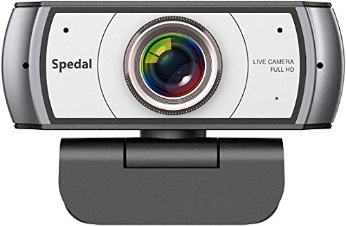 Spedal Cámara Web Gran Angular 120 Grados Webcam 1080P Full HD con Micrófono Estéreo USB Webcam para PC Video Chat y Grabación Compatible con Windows Mac Plug and Play