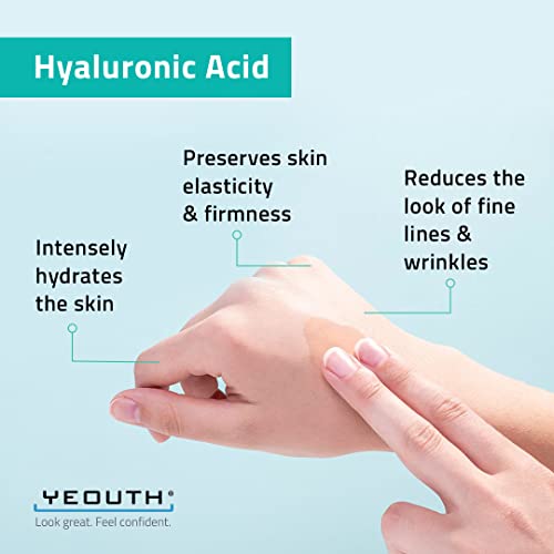 Suero Ácido Hialurónico Facial YEOUTH - Fórmula 100% pura para el antienvejecimiento! (1oz)