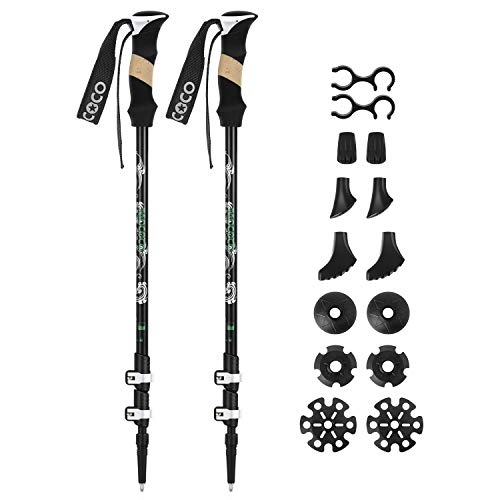 TAOCOCO 2PCS Telescópico Senderismo Stick-7075 Aleación de Aluminio Palo de Trekking Ultra Ligero Trail Running/Montañismo/Senderismo/Montañismo/Esquí