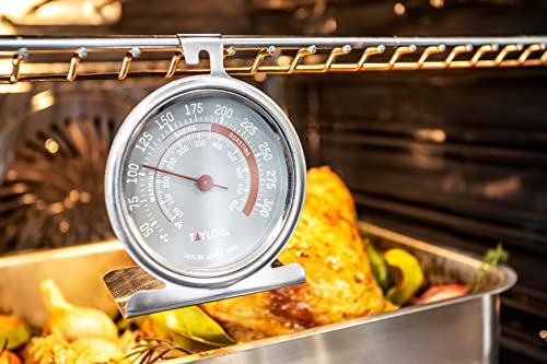 Taylor Pro Termómetro para Horno, Indicador de Temperatura Multifuncional Preciso para Hacer Barbacoas o Cocinar, Resistente a Temperaturas de hasta 300ºC, Esfera de Fácil Lectura, Acero Inoxidable