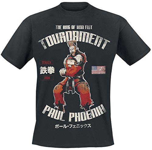 TEKKEN Paul Phoenix Hombre Camiseta Negro L, 100% algodón, Regular