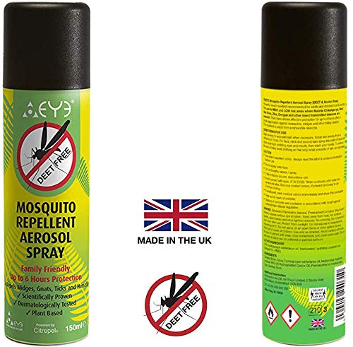 Theye Potente aerosol natural repelente de mosquitos, DEET libre de alcohol hasta 6 horas de protección 150 ml