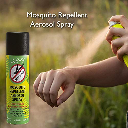 Theye Potente aerosol natural repelente de mosquitos, DEET libre de alcohol hasta 6 horas de protección 150 ml