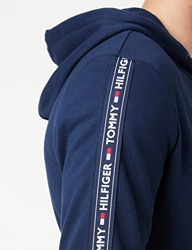 Tommy Hilfiger Logo Tape Hoody Sudadera con Capucha y Cinta Distintiva, Azul (Navy Blazer), X-Large para Hombre