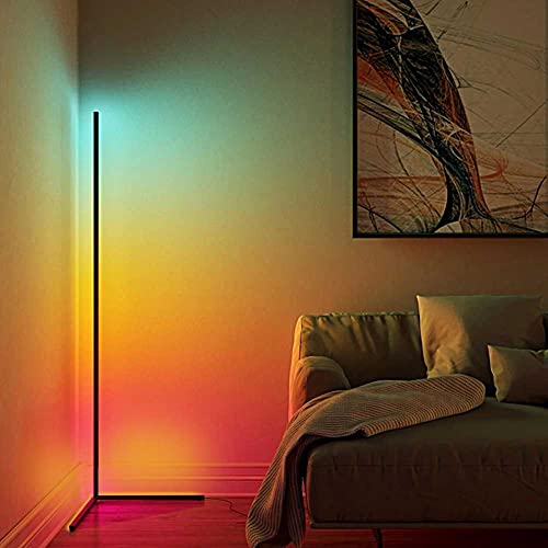 TWFJEL LED Lámpara de Pie RGB Regulable Lámpara De Pie De Esquina con Control Remoto y Bluetooth música sincronización Cambio de Color para Salón Dormitorio Oficina Decoración 156cm