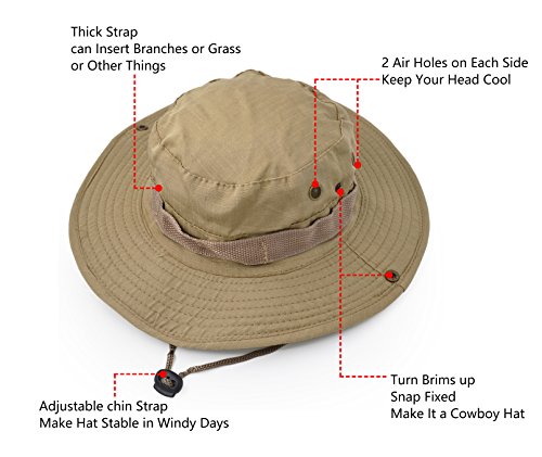 UltraKey Sombrero de Jungla， Sombrero clásico del arbusto del Estilo del Combate del ejército, Visera, Sombrero de la Pesca, Sombrero del Cubo