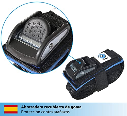 valonic cincha de amarre con cierre de apriete - 2 piezas, 3,5m, acolchada, EN-12195-2, 500 Kg, 25mm de ancho, negro - correa de amarre para tabla de paddle surf o kayak