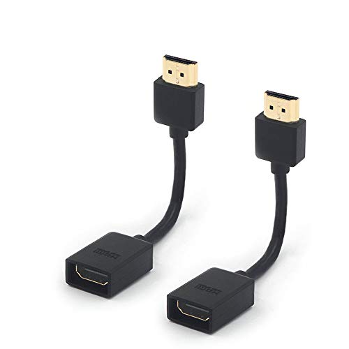 VCE Cable Alargador HDMI,Prolongador macho a hembra extensor HDMI 4k@60hz para TV stick chromecast 14cm 2 Unidades