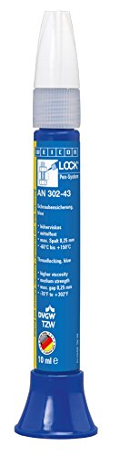 WEICON 30243110 WEICONLOCK AN 302-43 Seguro, 10ml, Adhesivo para Tornillos, Apropiado en áreas de Agua Potable, Azul, 10 ml