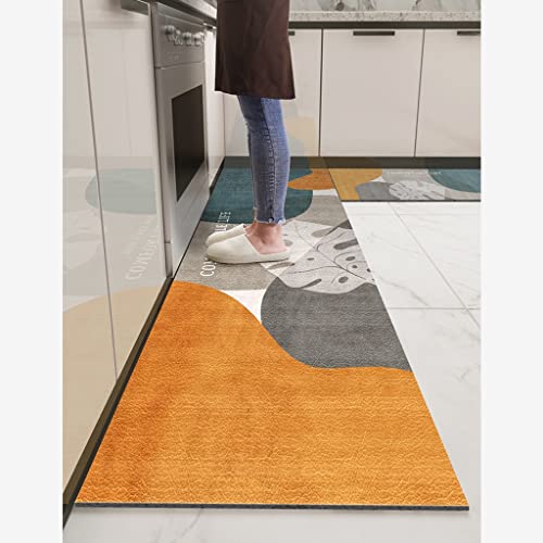 WFSH Alfombras Cocina CLORURO DE POLIVINILO Juego de Alfombrillas de Cocina de Cuero, torrente no Deslizante, alfombras, alfombras, esteras de pie Impermeable for Office Home para Cocina Baño