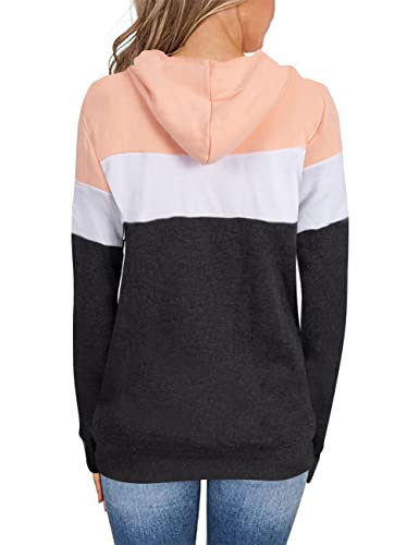 Xnova Sudaderas Mujer con Capucha Sexy Sudadera Manga Larga Mujer Hoodie Comodos Invierno Sudaderas con Capucha Regalos Originales Mujer Sudaderas Elegantes Bloque de Color Rosa