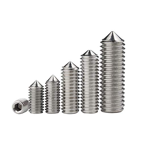 Yudesun Ferretería Clavos Pernos Punta Cónica Acero Inoxidable Tornillos Sin Cabeza - Hexagonal Tornillos de Fijación Rosca Métrica Llave Allen Prisioneros Máquina Tornillo Herramientas M3 M4