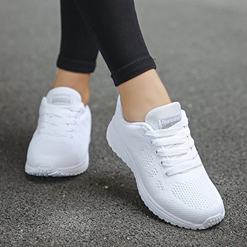 Zapatillas de Deporte Respirable para Correr Deportes Zapatos Running Cojines de Aire Calzado Mecedora Net para Estudiante Volar Zapatos Deportivas de Mujer Gimnasia Ligero Sneakers Atletismo riou