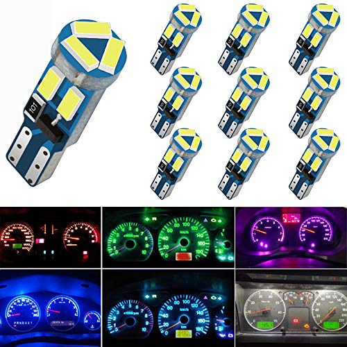 10 bombillas T5 LED, para cuadro de instrumentos, base tipo cuña, con conector por bloqueo, 74 70 37 17 2721 PC74 PC37, para Interior de Coche, panel de indicadores, panel de instrumentos