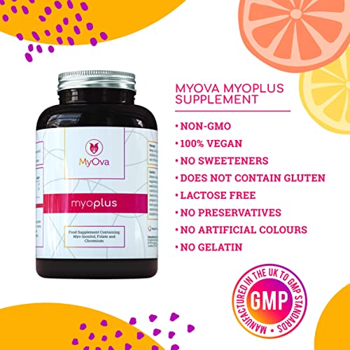 120 Paquete de MyOva myoplus - Suplemento Natural para el SOPQ con 4000mg de Myo-Inositol + 200ug de Folato + 100ug de Cromo - 30 Suministro para días, 120 Tabletas - Hecho en el Reino Unido