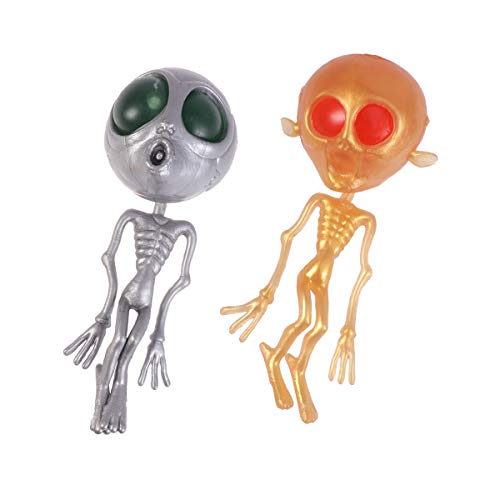 2 juguetes de pegamento suave para Halloween Temed Alien Ghost Squeeze Toys Party Games Favors (gris y dorado 1 cada uno)