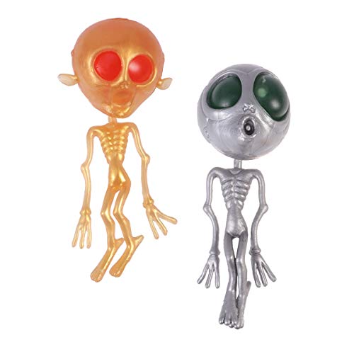 2 juguetes de pegamento suave para Halloween Temed Alien Ghost Squeeze Toys Party Games Favors (gris y dorado 1 cada uno)