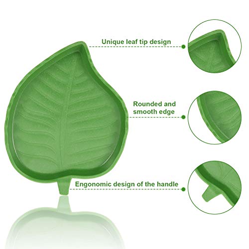 2 Piezas Platos Tazones de Agua de Alimentos de Reptil de Hoja para Tortuga Serpiente de Maíz Rastrear Mascota Beber y Comer, 2 Tanaños