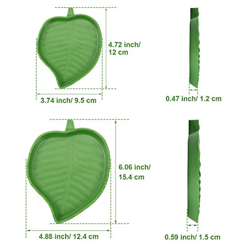 2 Piezas Platos Tazones de Agua de Alimentos de Reptil de Hoja para Tortuga Serpiente de Maíz Rastrear Mascota Beber y Comer, 2 Tanaños