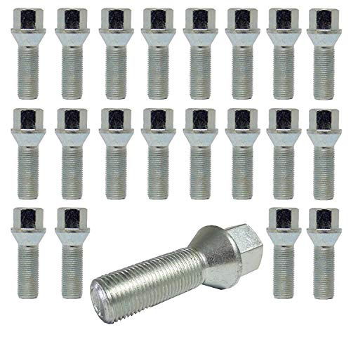 20 Tornillos de Rueda Pernos de rueda Cono cintura 60 ° M12 x 1,5 28 mm apropiado BM