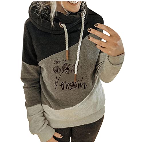 2021 Sudadera con Capucha para Mujer, Moda Manga Larga casual Patchwork Sudaderas Cortos Invierno Jersey con Capucha Mujer Otoño Primavera Blusa Tops tumblr Suéter Mujer Abrigo deportiva