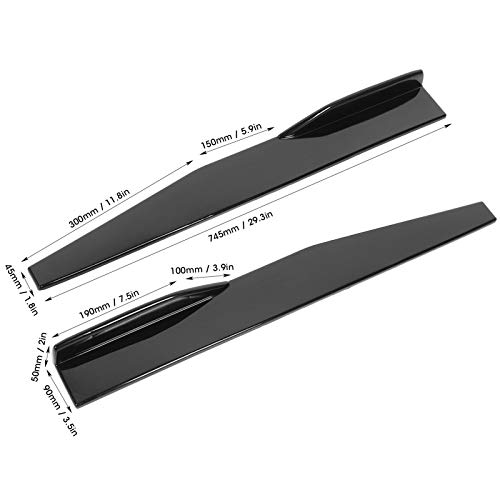 2pcs Universal Car Side Faldón Extensiones Faldas Laterales Rocker Extension Panel Splitter Lip Wing Difusor 74.5cm Negro Brillante