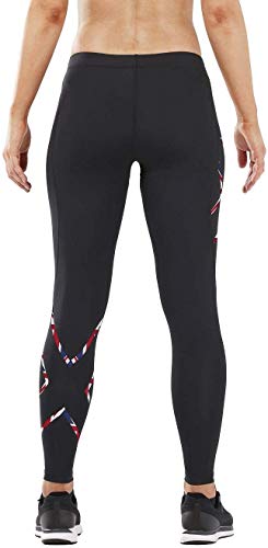 2XU Medias de compresión para mujer, talla media, color negro, contorno Union Jack (WA5312b) - LT