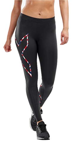 2XU Medias de compresión para mujer, talla media, color negro, contorno Union Jack (WA5312b) - LT