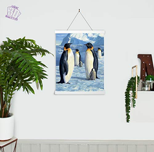 3D LiveLife Lenticular Cuadros Decoración - Antártico de Deluxebase. Poster 3D sin marco de pingüinos. Obra de arte original con licencia del reconocido artista, Robert Hautman