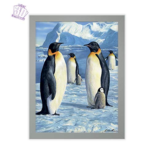 3D LiveLife Lenticular Cuadros Decoración - Antártico de Deluxebase. Poster 3D sin marco de pingüinos. Obra de arte original con licencia del reconocido artista, Robert Hautman